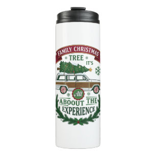 Family Christmas Tree Station Wagon Pine Wreath Thermal Tumbler