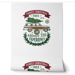 Family Christmas Tree Station Wagon Pine Wreath Wallpaper