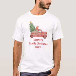 Family Christmas Truck Vintage Personalised  T-Shirt