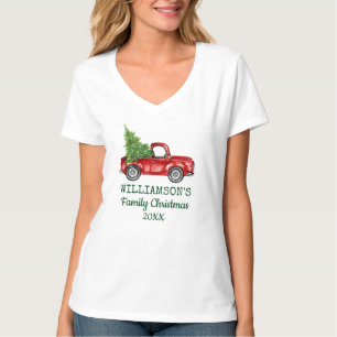 Family Christmas Vintage Red Truck Personalised WV T-Shirt