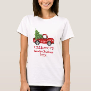 Family Christmas Vintage Truck Personalised W T-Shirt