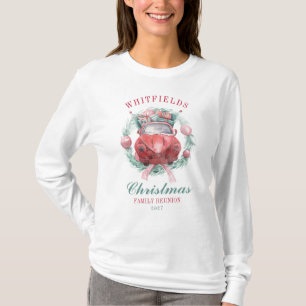 Family Christmas Wreath Red Car Matching Holiday T-Shirt
