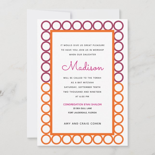 Family Circle Bat Mitzvah Invitation (Front)
