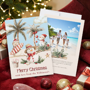 Family coastal christmas beach Photo Card