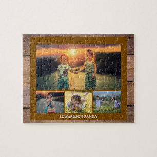 Family collage 4 photos and family name jigsaw puzzle