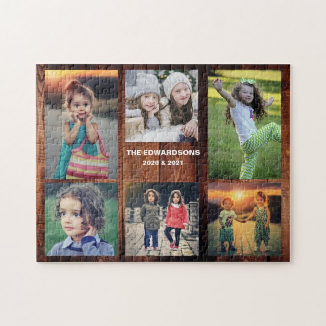 Family collage 6 photos and family name jigsaw puz puzzle (Horizontal)