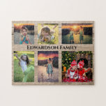 Family collage 6 photos and family name jigsaw puzzle<br><div class="desc">Family name,  custom photo collage jigsaw puzzle
You can personalise it and add your most beautiful photos,  family name and text. Great fun !</div>