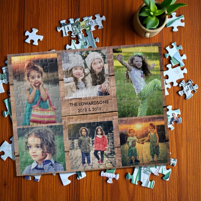 Family collage 6 photos and family name jigsaw puzzle (Family collage 6 photos and family name jigsaw puzzle. Very unique family puzzle, great fun !)