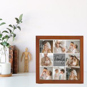Family Collage Photo & Personalised Grey Gift Desk Organiser