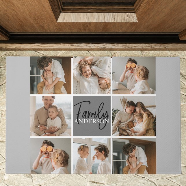 Family Collage Photo & Personalised Grey Gift Doormat (Creator Uploaded)