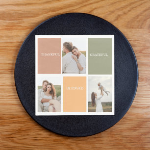 Family Collage Photo   Thankful Blessed Grateful Napkin
