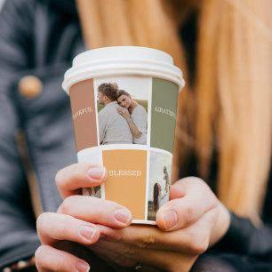 Family Collage Photo Thankful Blessed Grateful Paper Cups