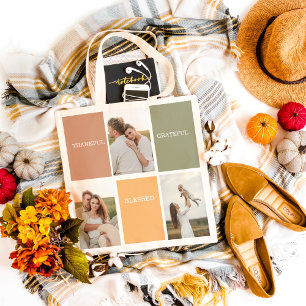 Family Collage Photo   Thankful Blessed Grateful Tote Bag