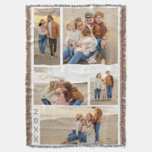 Family Collage Photo Throw Blanket