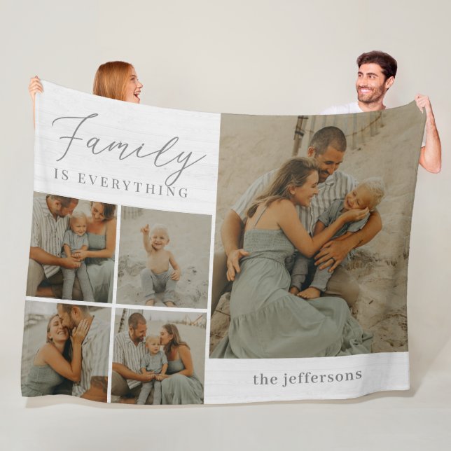 Family Collage Rustic Modern Personalised Blanket (In Situ)