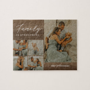 Family Collage Rustic Modern Personalised Puzzle