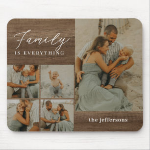 Family Collage Rustic Modern Personalized Mousepad