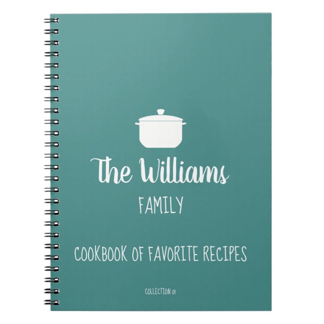 family cookbook of favourite recipes blue spiral notebook (Front)