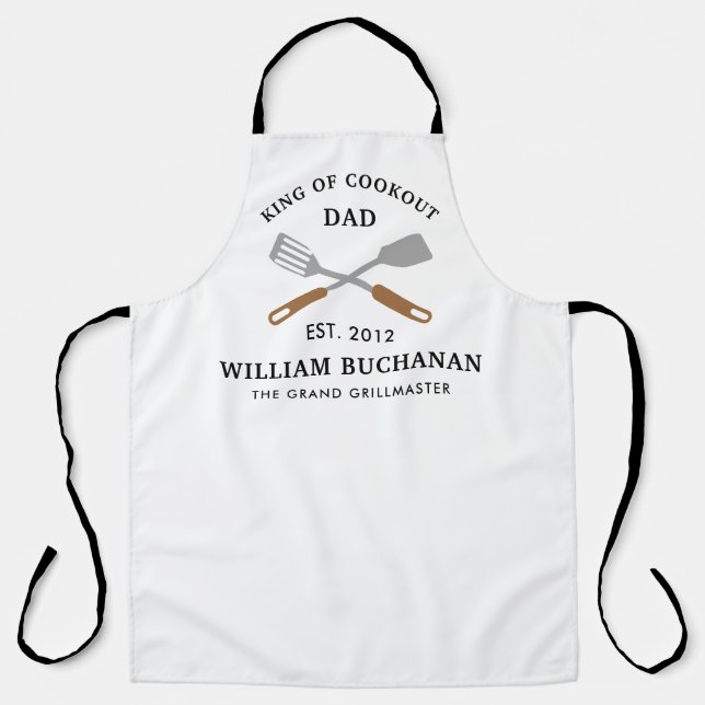 Family Cookout Dad BBQ Grill Chef Any Colour Custo Apron (Front)