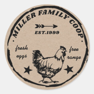 family coop hen fresh eggs classic round sticker
