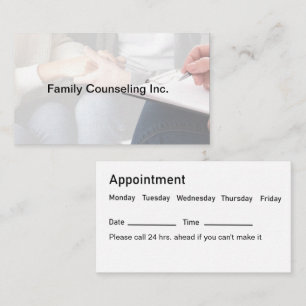 Family Counseling Bulk Appointment Cards