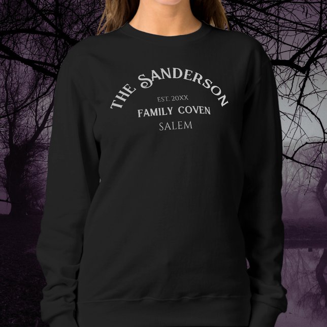 Family Coven Crew Custom Name Halloween Black Sweatshirt (Creator Uploaded)