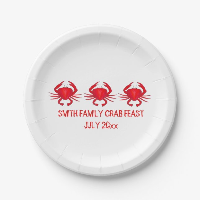 Family Crab Feast Red Crabs Personalised Plate (Front)