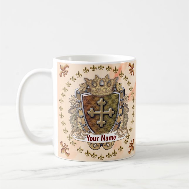 Family Crest custom Surname  mug  (Left)