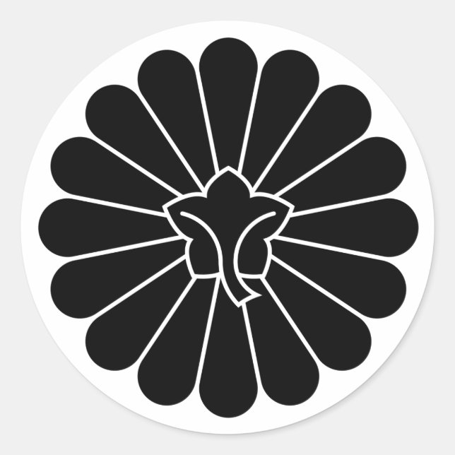 [Family Crests] back-side 16 petals chrysanthemum Classic Round Sticker (Front)