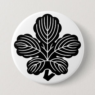[Family Crests] Deformed Kaji leaf 7.5 Cm Round Badge