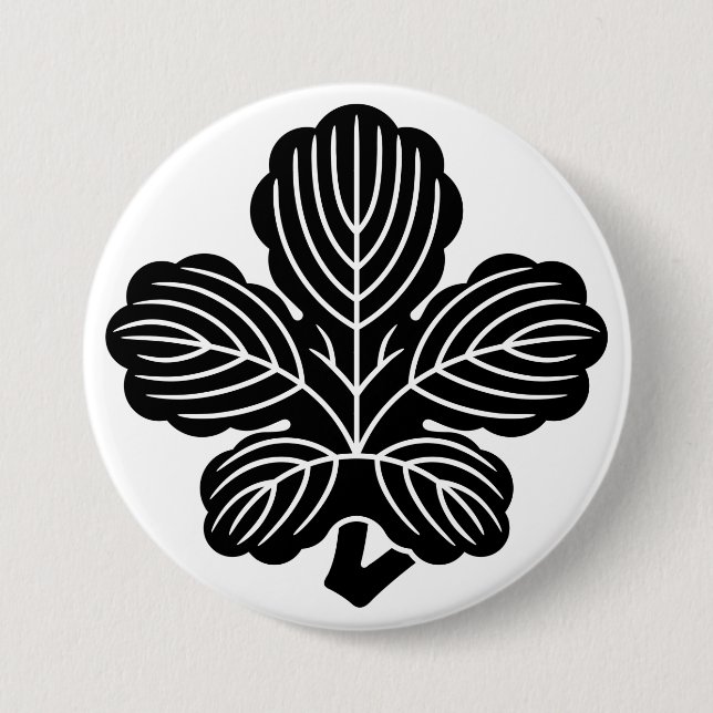 [Family Crests] Deformed Kaji leaf 7.5 Cm Round Badge (Front)