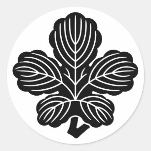 [Family Crests] Deformed Kaji leaf Classic Round Sticker