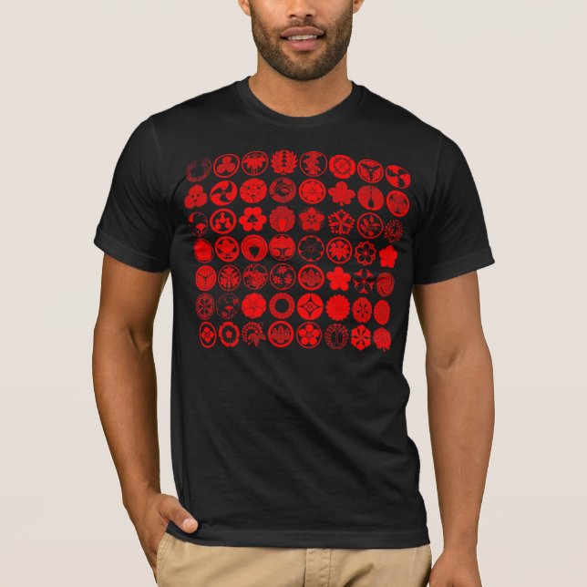 [Family Crests] Flowers and Plants (Red symbols) T-Shirt (Front)