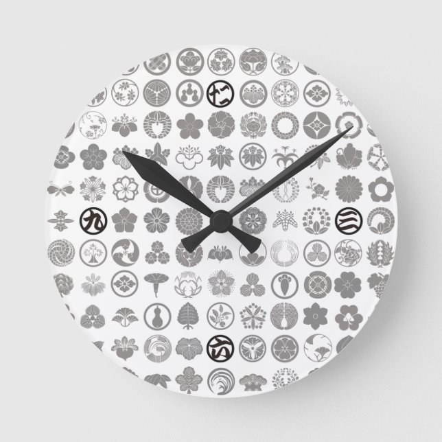 [Family Crests] Flowers and Plants White Round Clock (Front)