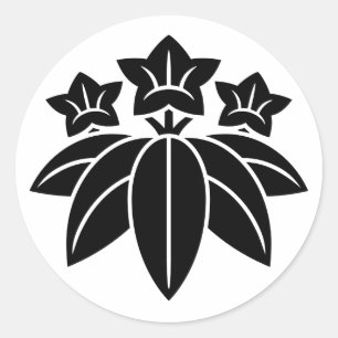 [Family Crests] Gentian Flowers and Bamboo Classic Round Sticker