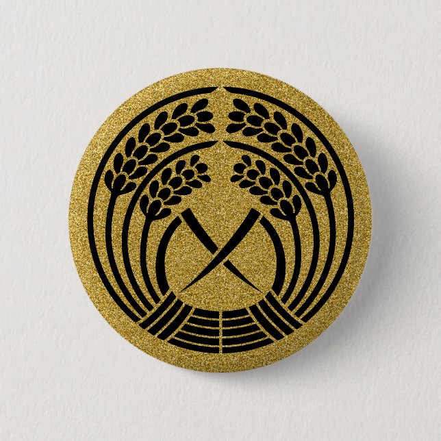 [Family Crests] Hugging rice ear Round Button (Front)