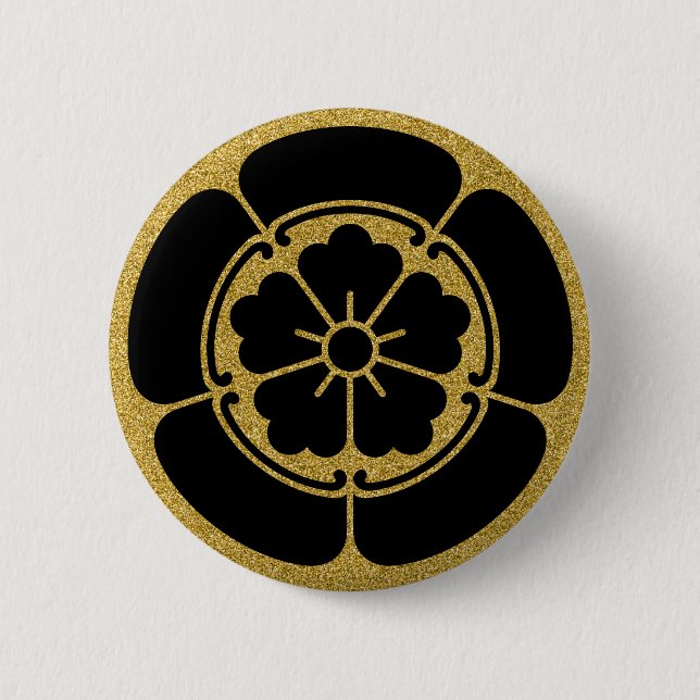 [Family Crests] Oda Mokko and Chinese flower 6 Cm Round Badge (Front)