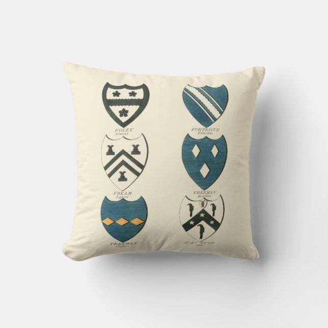 Family Crests of Various English Houses Cushion (Front)