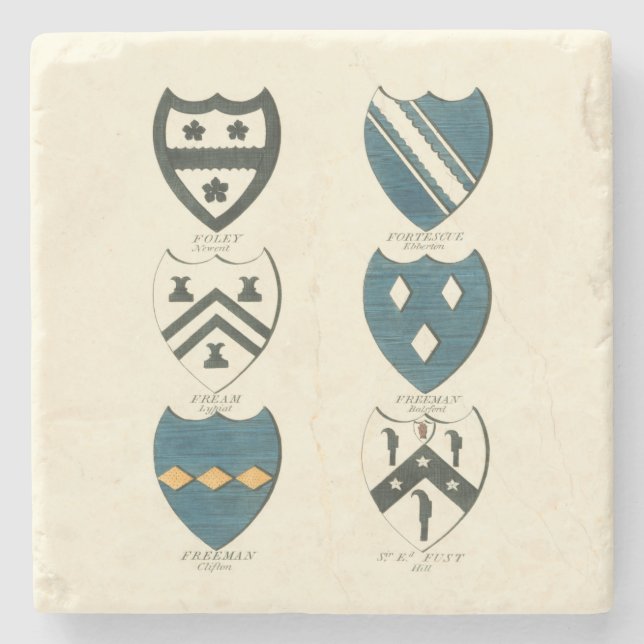 Family Crests of Various English Houses Stone Coaster (Front)