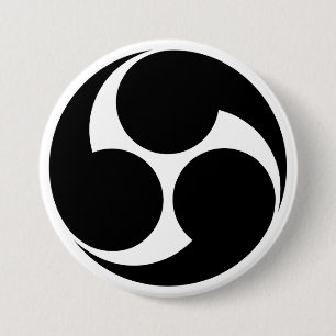 [Family Crests] Right-rotating Mitsu-domoe 7.5 Cm Round Badge
