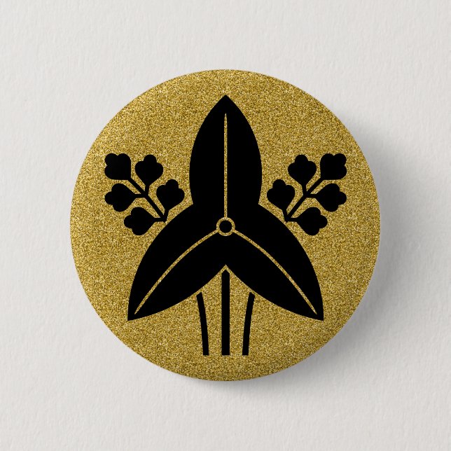 [Family Crests] Sagittaria trifolia 6 Cm Round Badge (Front)