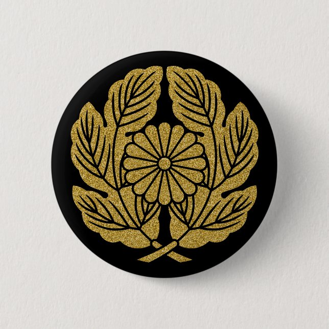 [Family Crests] Takamori Saigo Chrysanthemum 6 Cm Round Badge (Front)