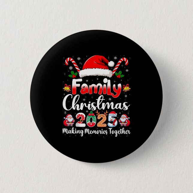 Family Crew Christmas Squad 2025 Funny Xmas Matchi 6 Cm Round Badge (Front)