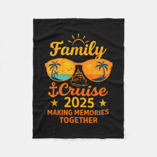 Family Cruise 2025 Vacation Memories Sungles Tee Fleece Blanket