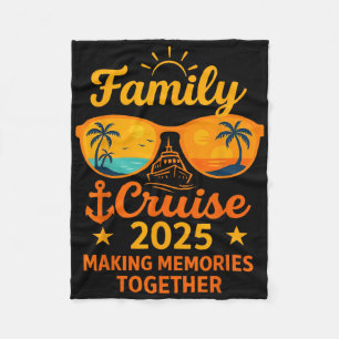 Family Cruise 2025 Vacation Memories Sungles Tee Fleece Blanket