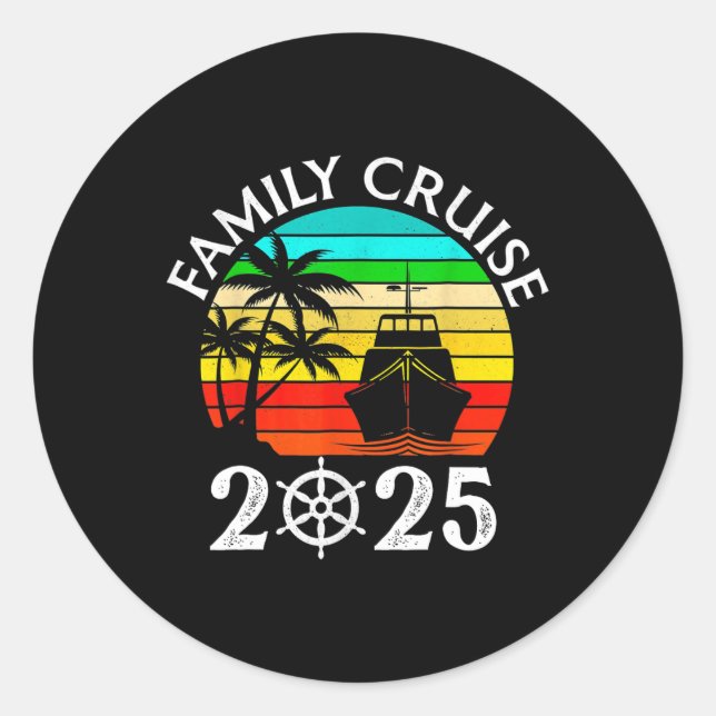 Family Cruise 2025 Vacation Trip Cruising Family M Classic Round Sticker (Front)