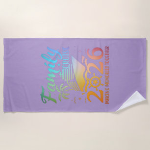 Family Cruise 2026 Colourful Tropical Purple Custo Beach Towel