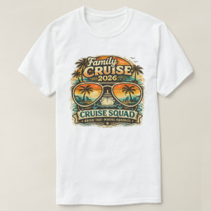 Family Cruise 2026 Retro Sunset Design   Matching  T-Shirt