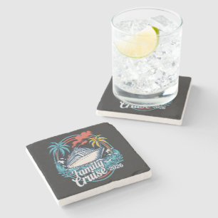 Family Cruise 2026 Summer Beach Vacation Family Stone Coaster