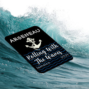 Family Cruise Anchor Black Door Marker Personalize Magnet